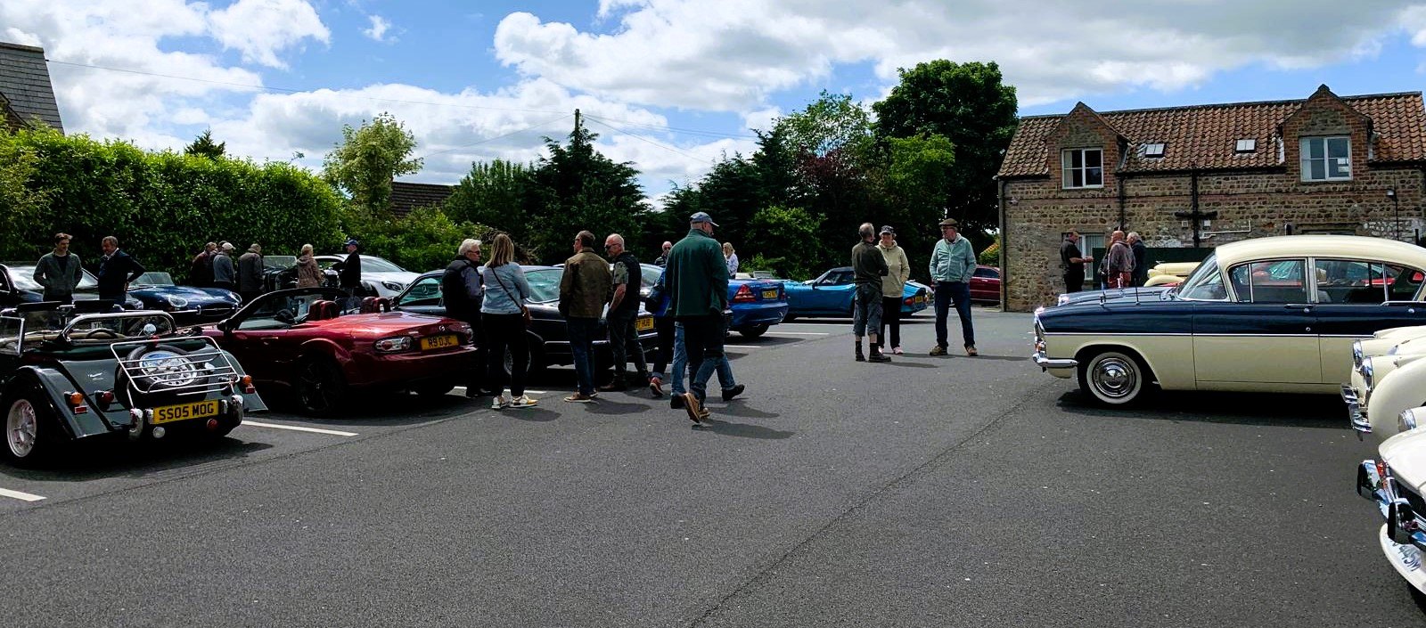 Ford Consul Saloon in blue and cream at a car event.